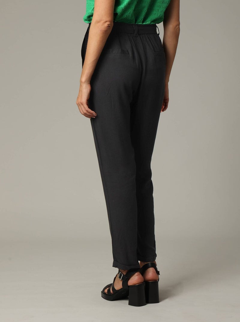 Pantalon fluide uni 'Deeluxe' Noir - Kiabi