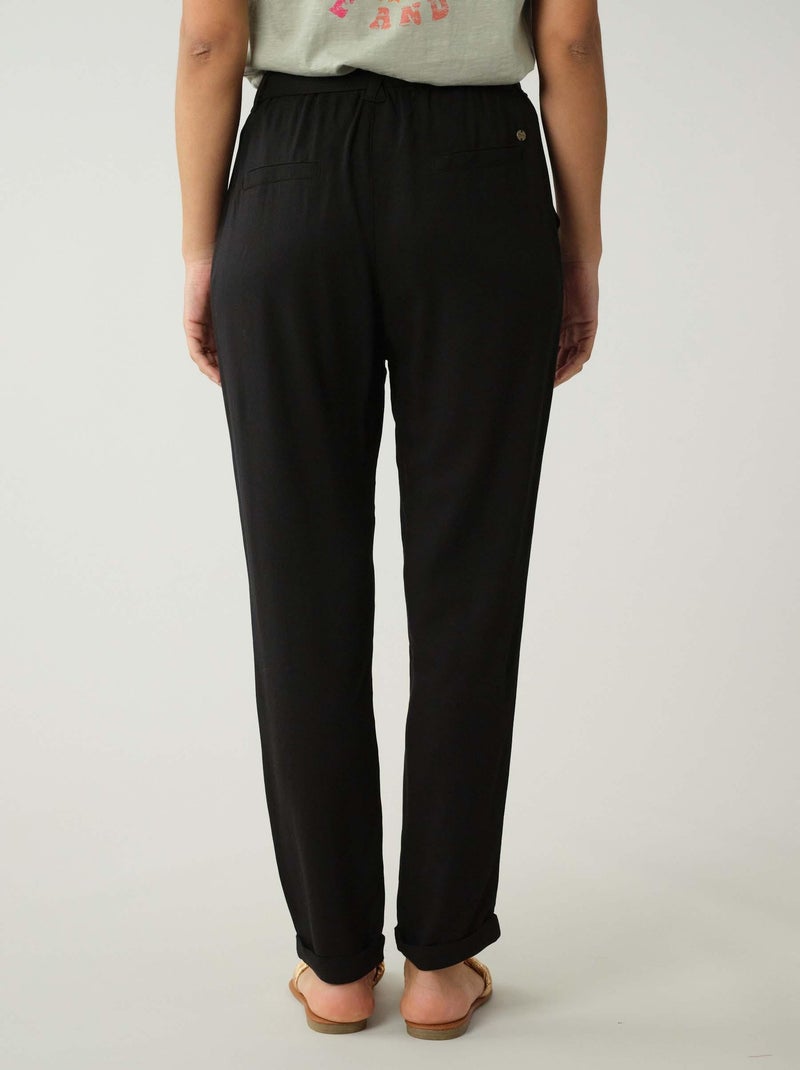 Pantalon fluide uni 'Deeluxe' Noir - Kiabi