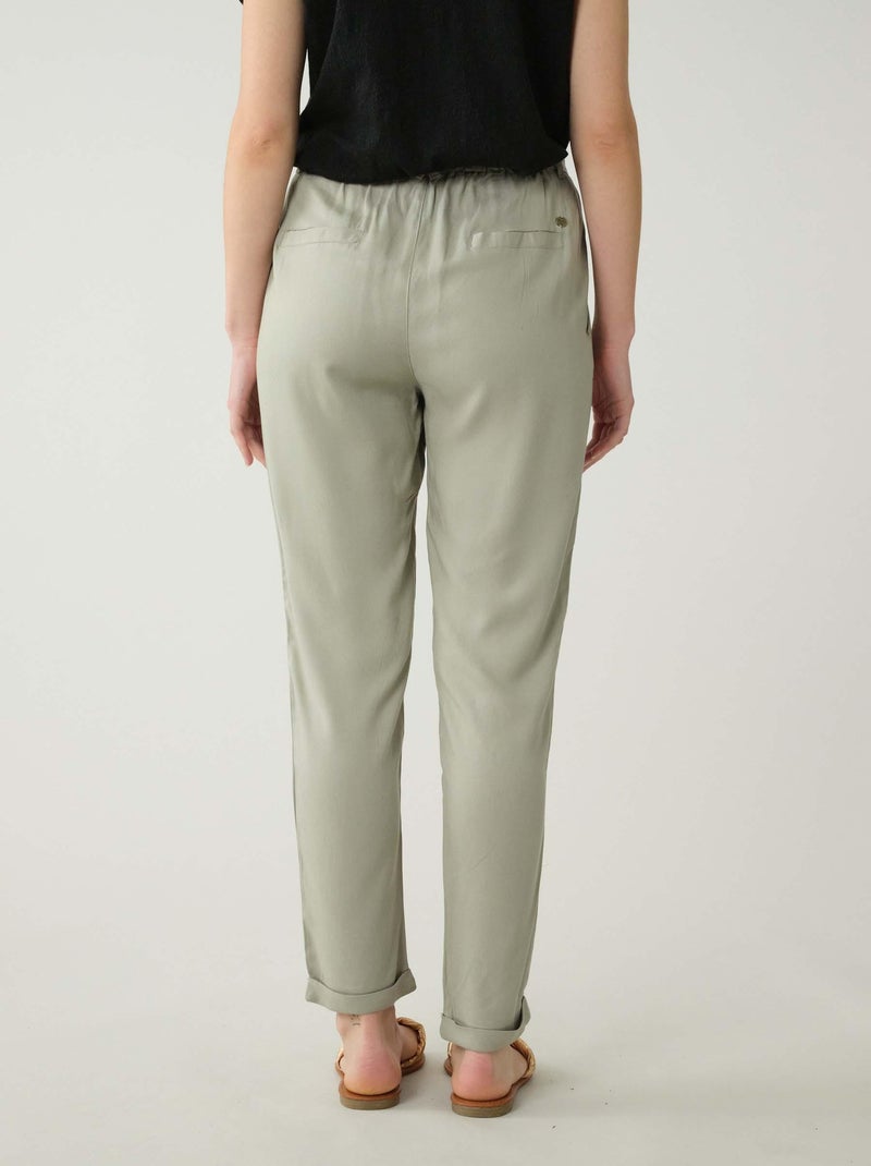 Pantalon fluide uni 'Deeluxe' Vert tilleul - Kiabi