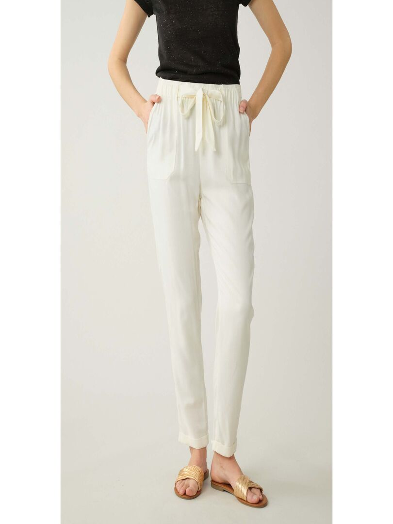 Pantalon fluide uni pour femme 'Deeluxe' Blanc - Kiabi