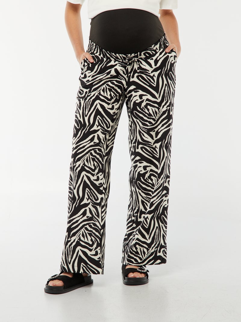 Pantalon fluide zébré 'Only Maternity' NOIR - Kiabi