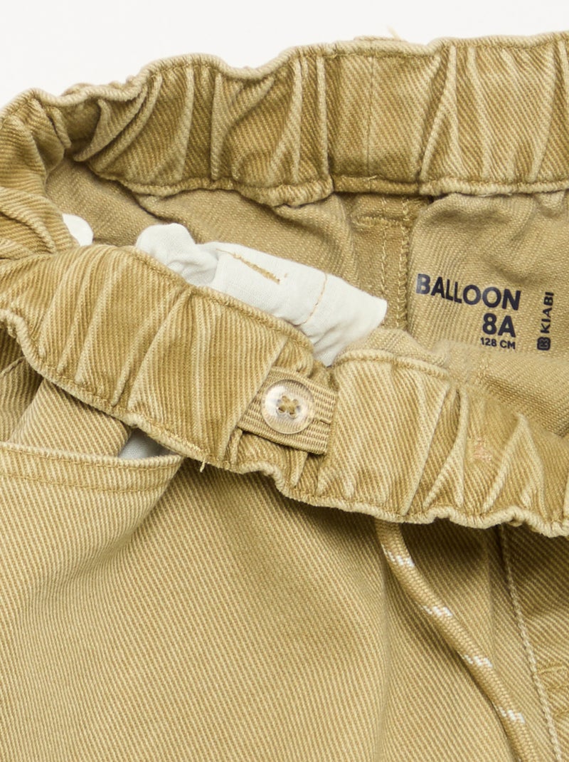 Pantalon forme ballon avec poches cargo Kaki - Kiabi