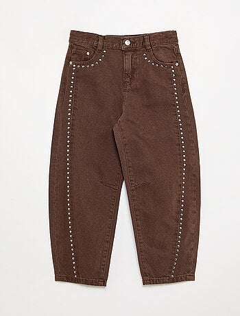 Pantalon forme barrel avec clous