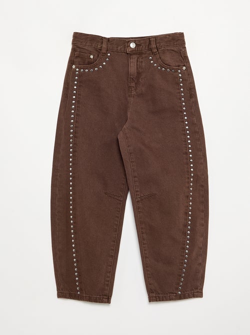 Pantalon forme barrel avec clous - Kiabi
