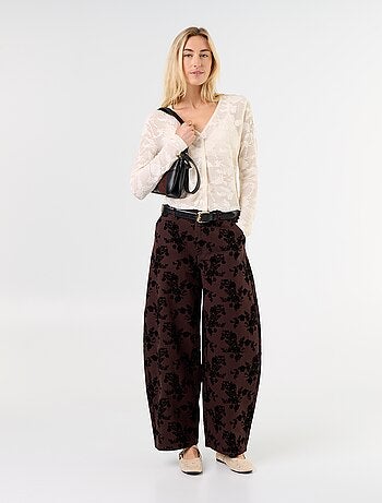 Pantalon forme barrel avec flocage