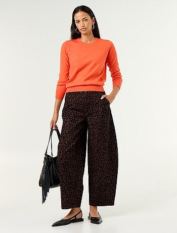 Pantalon forme barrel avec flocage
