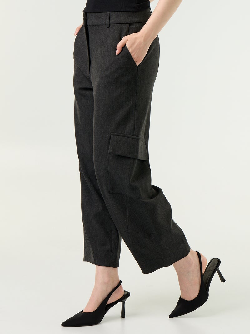 Pantalon forme barrel Gris - Kiabi