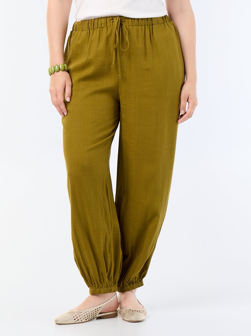 Pantalon forme boule uni Vert - Kiabi