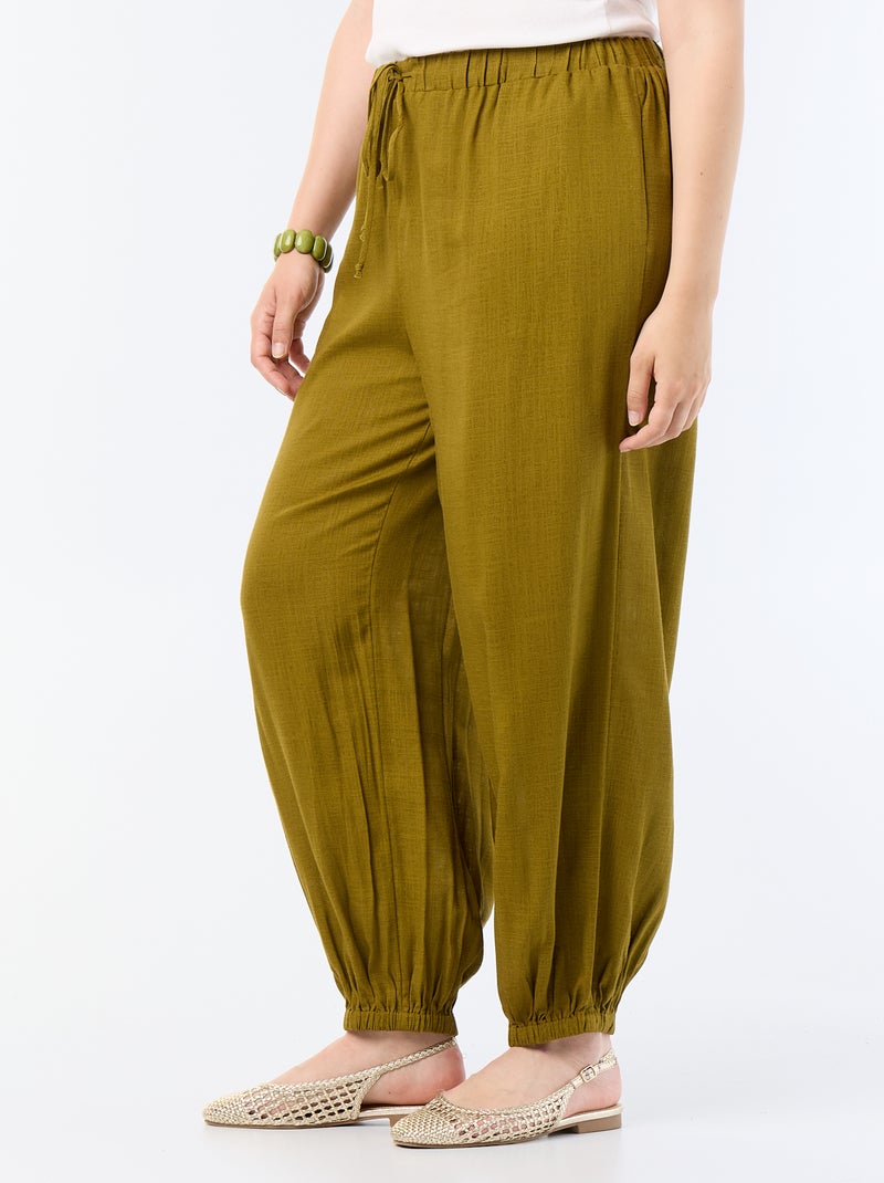 Pantalon forme boule uni Vert - Kiabi