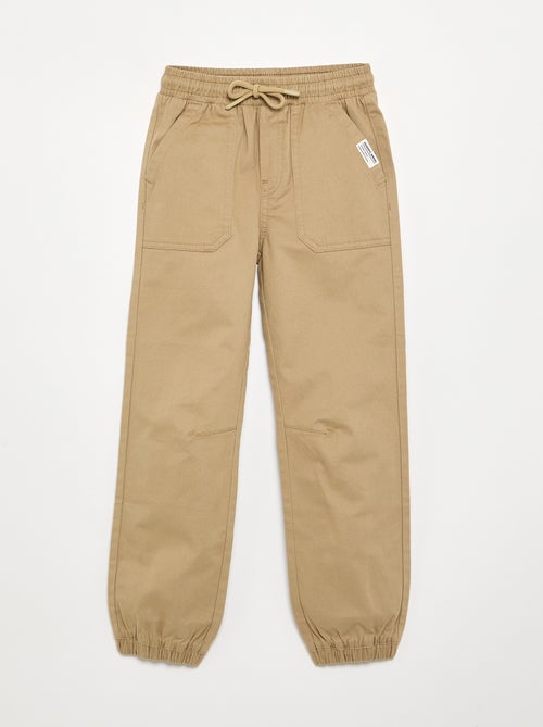 Pantalon forme jogger en twill - coupe ajustée - Kiabi