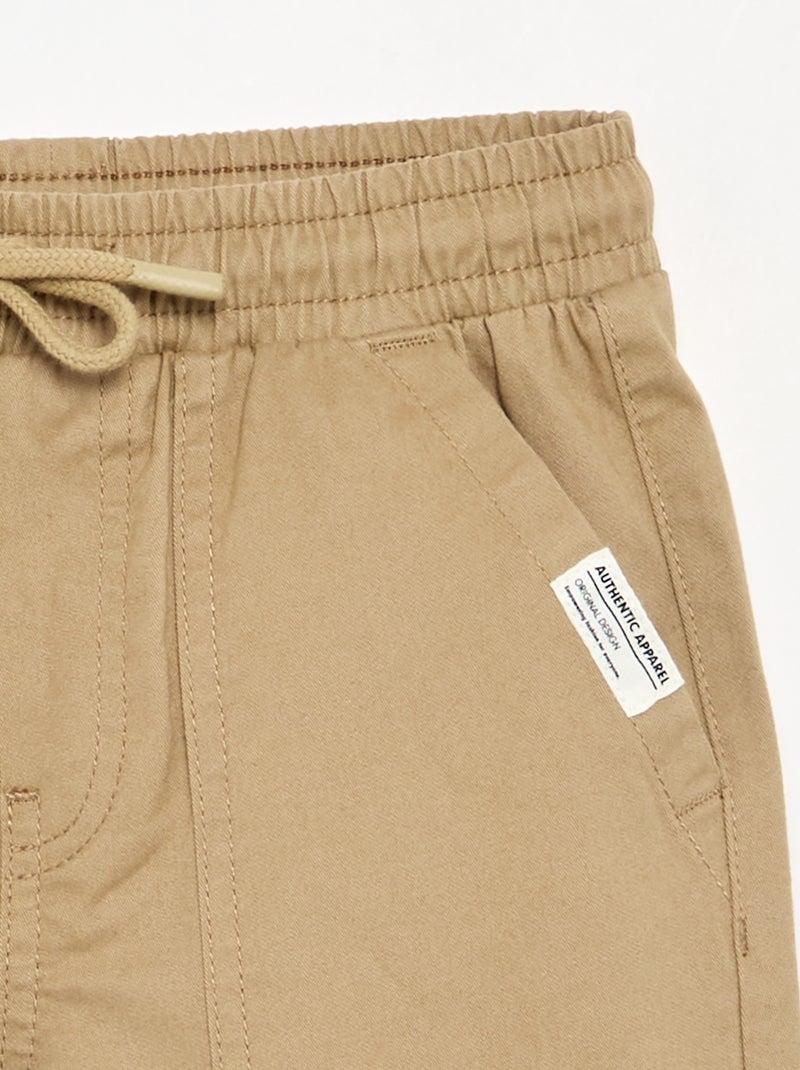 Pantalon forme jogger en twill - coupe ajustée Beige - Kiabi