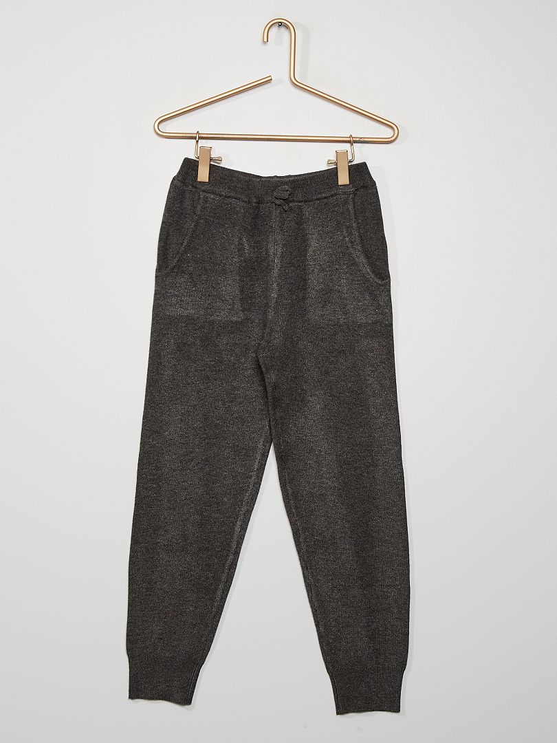 Pantalon forme jogging en maille fine gris foncé - Kiabi