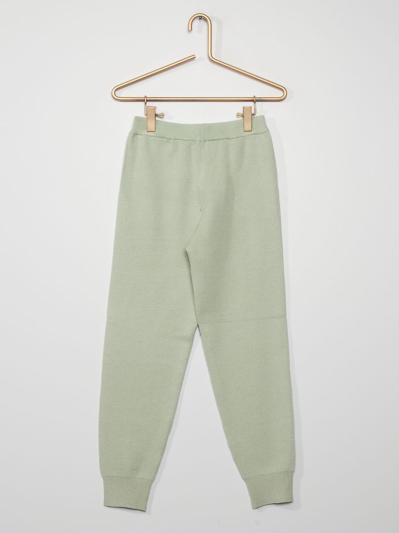 Pantalon forme jogging en maille fine vert cendré - Kiabi