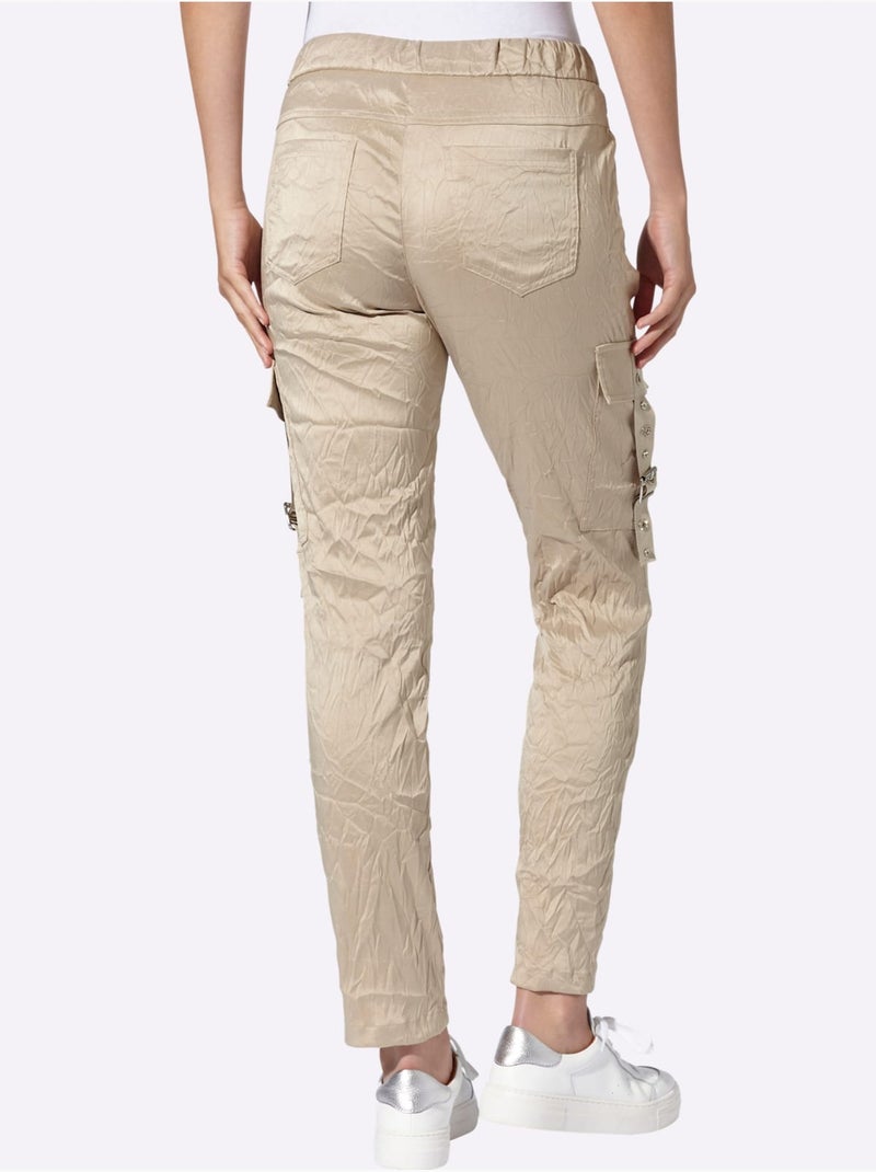 Pantalon Forme Jogging Tendance - Taille Standard - Helline Beige - Kiabi