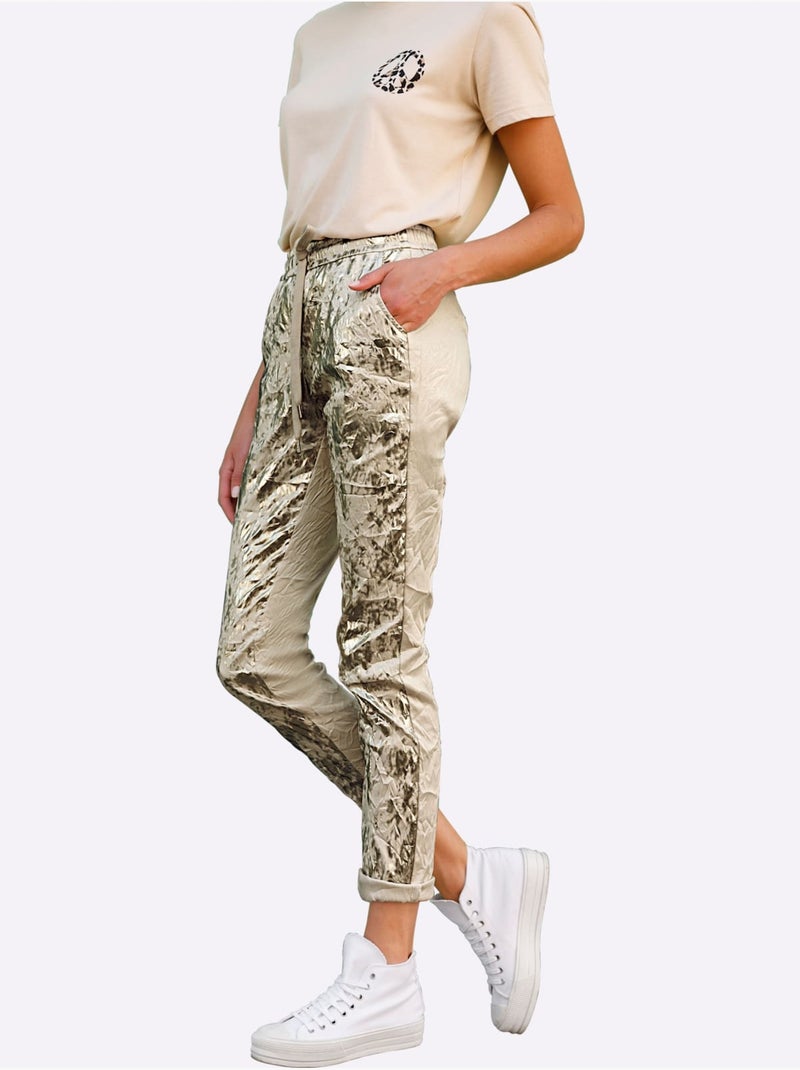 Pantalon Forme Jogging Tendance - Taille Standard - Helline Sable - Kiabi