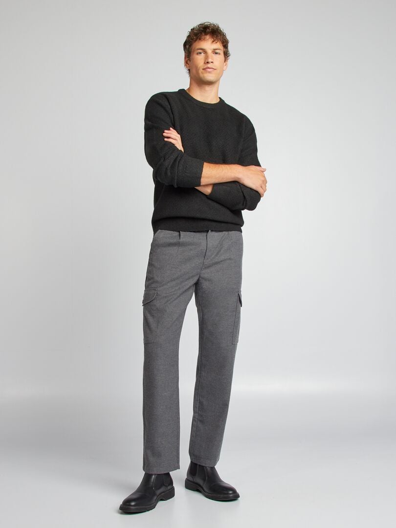 Pantalon fuselé en flanelle Gris clair - Kiabi