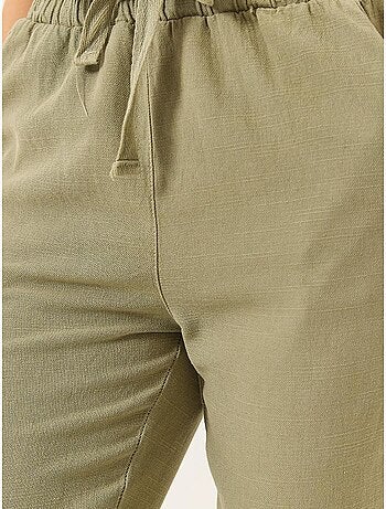 Pantalon fuselé en lin avec poches et ceinture nouée bianco lucci