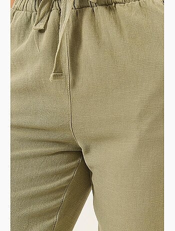 Pantalon fuselé en lin avec poches et ceinture nouée lucci