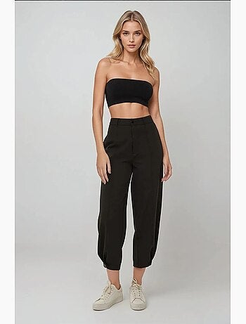Pantalon fuselé taille haute avec détail boutonné à la taille hiccup
