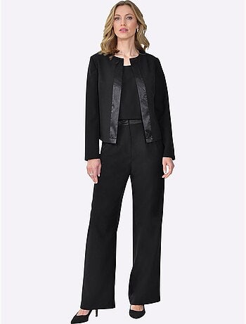 Pantalon Garniture De Satin Décorative - Taille Courte - Moda Vilona