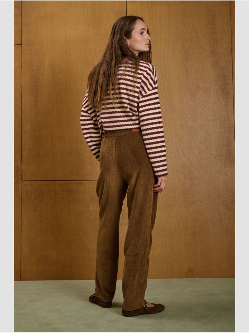 Pantalon gata droite 'le temps des cerises' Marron - Kiabi