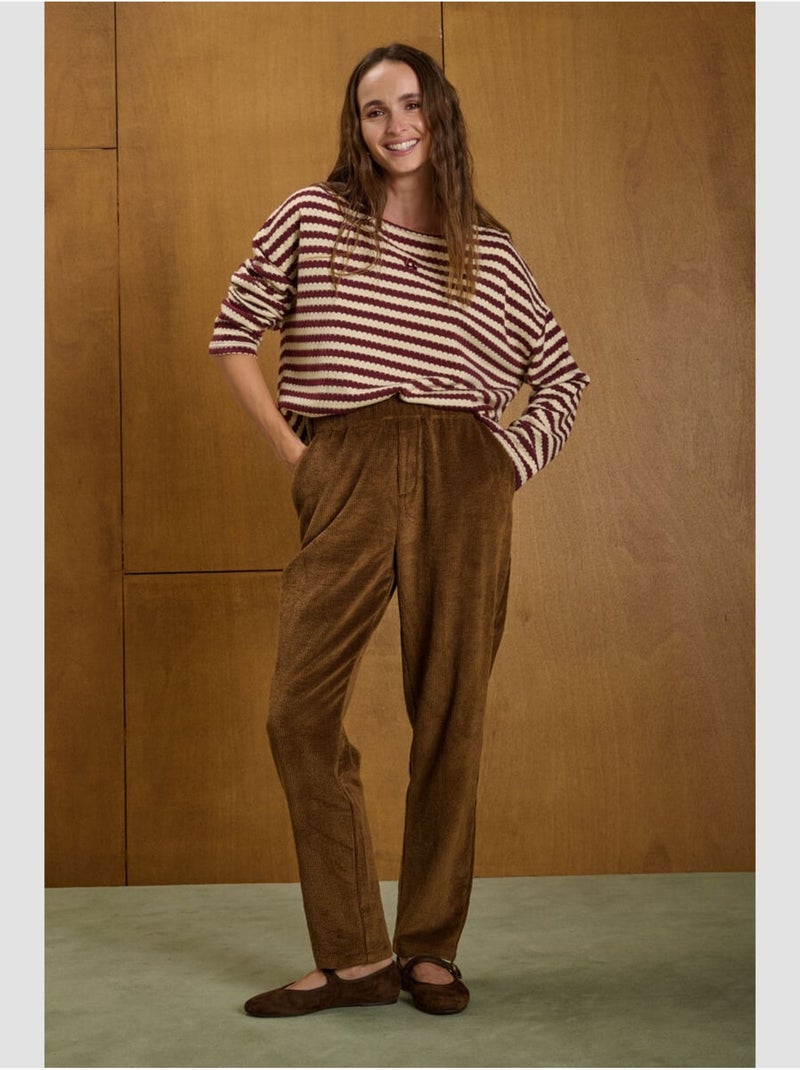 Pantalon gata droite 'le temps des cerises' Marron - Kiabi