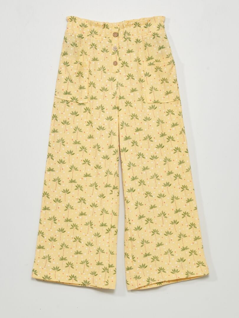 Pantalon gaufrée imprimé JAUNE - Kiabi