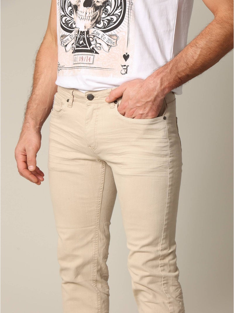 Pantalon greige en jeans avec braguette à fermeture à glissière 'Deeluxe' Beige gris - Kiabi