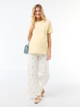Pantalon grossesse avec ceinture stretch et motif brodé