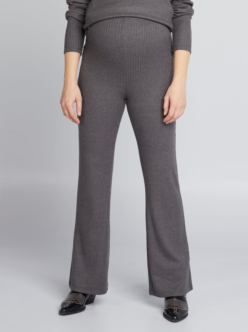 Pantalon grossesse côtelé bootcut/flare Gris foncé - Kiabi