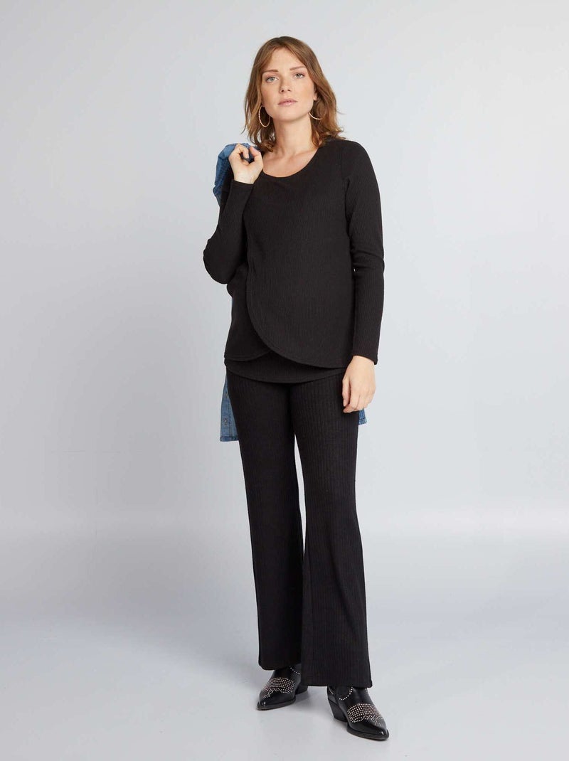 Pantalon grossesse côtelé bootcut/flare noir - Kiabi