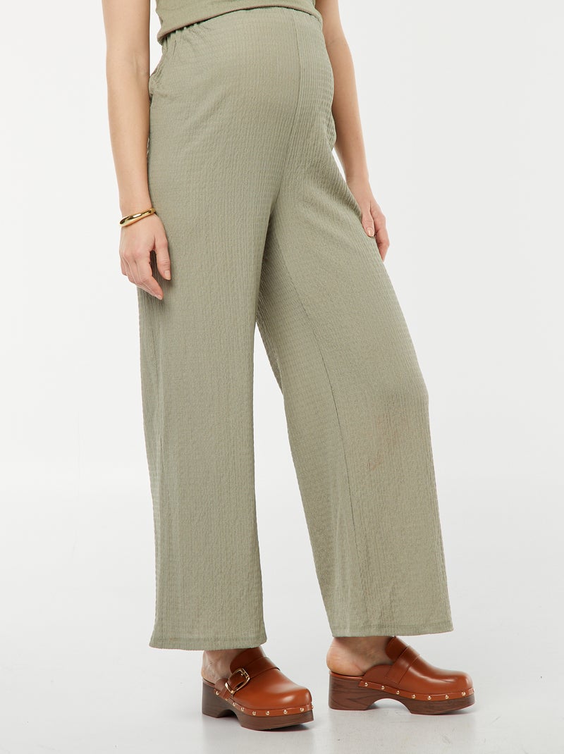 Pantalon grossesse droit en maille crêpe Vert - Kiabi