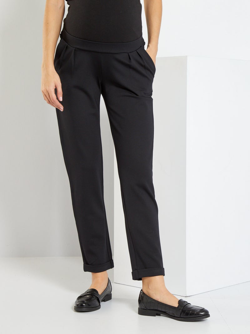 Pantalon grossesse en maille milano noir - Kiabi