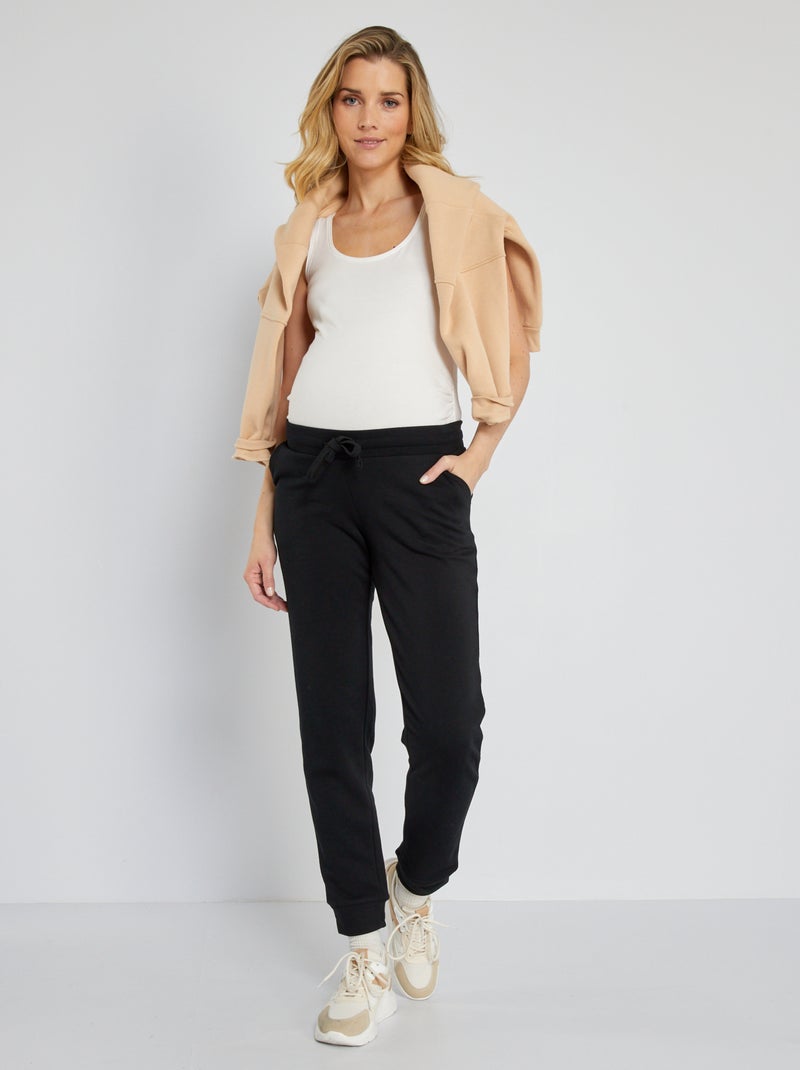 Pantalon grossesse en molleton noir - Kiabi