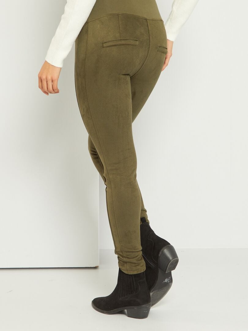 Pantalon grossesse en suédine Kaki - Kiabi