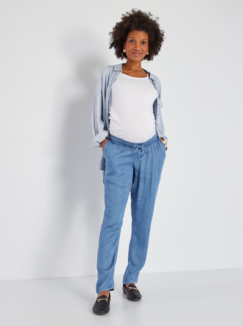 Pantalon grossesse fluide et léger Bleu - Kiabi