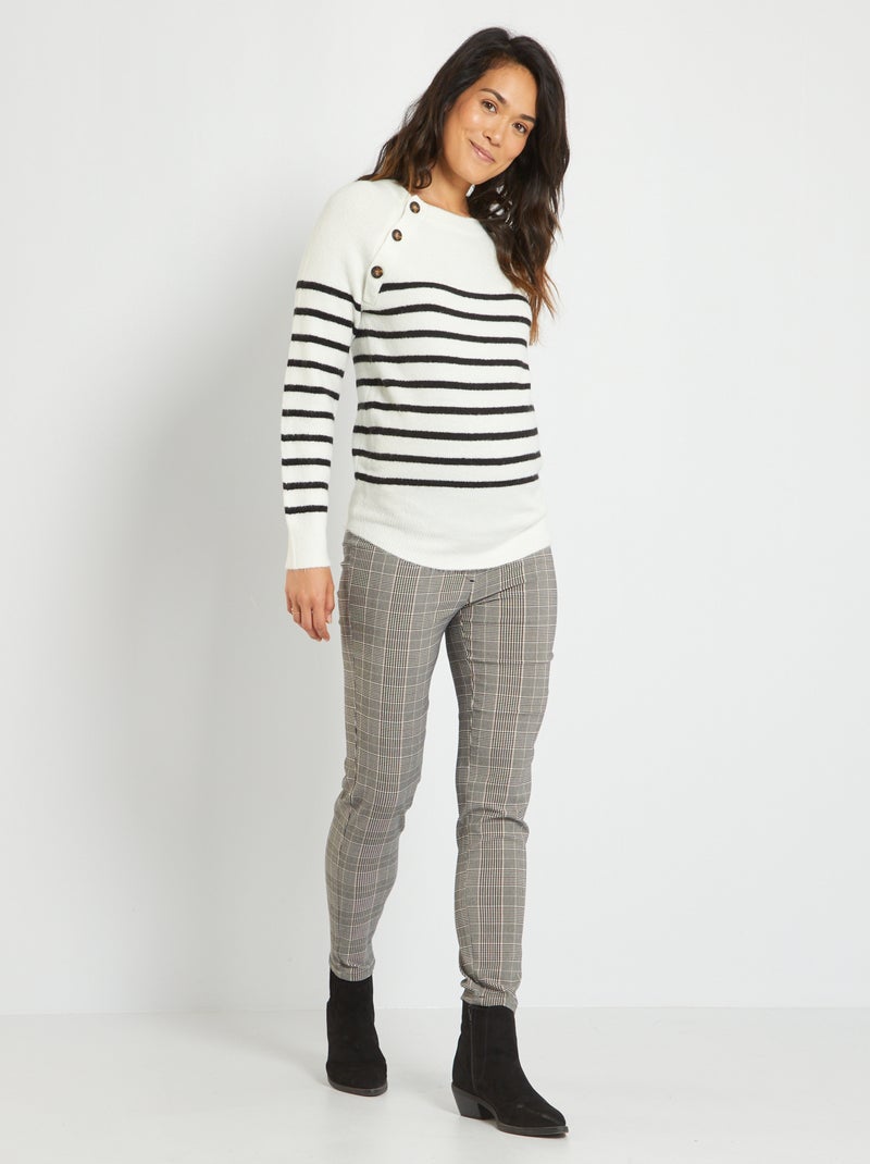Pantalon grossesse imprimé 'carreaux' Gris/Marron - Kiabi
