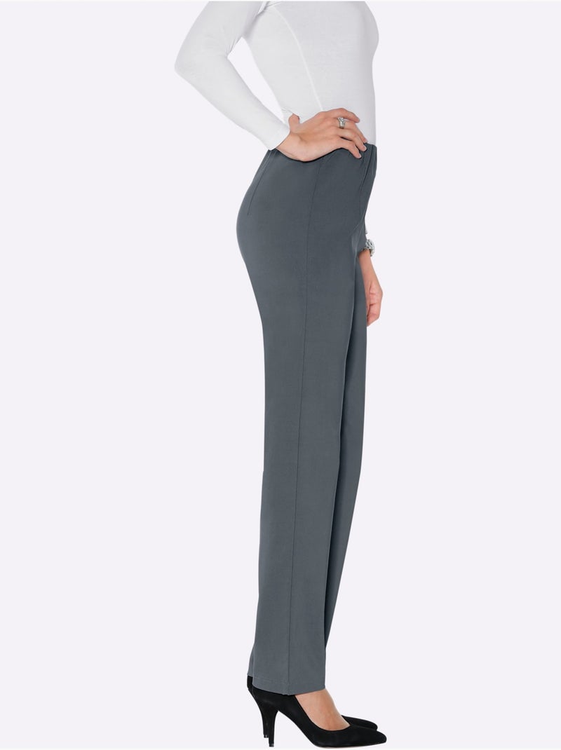 Pantalon habillé avec ceinture élastique et qualité extensible - Taille standard - Moda Vilona Gris foncé - Kiabi