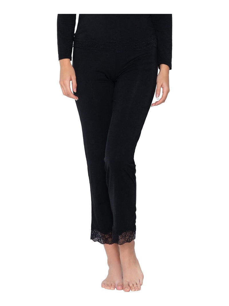 Pantalon homewear Micro Touch Noir - Kiabi