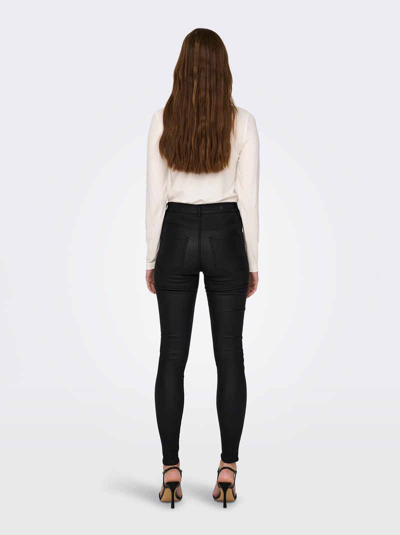 Pantalon huilé taille haute noir - Kiabi