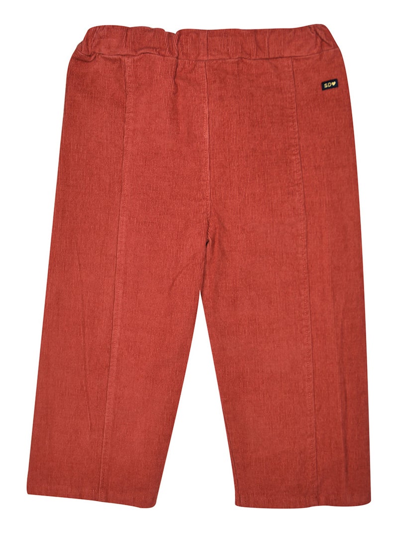 PANTALON IDORA VELOURS COTELE ENFANT Rouge - Kiabi