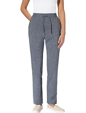 Pantalon Imitation Lin - Taille Courte - Moda Vilona
