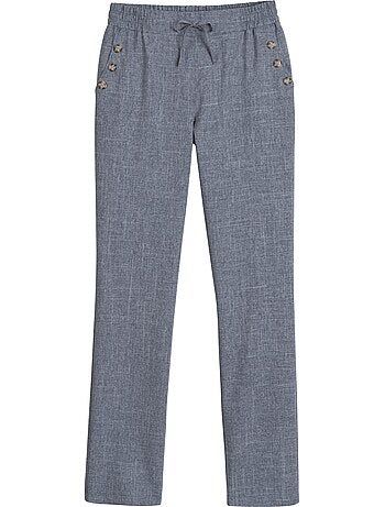 Pantalon Imitation Lin - Taille Courte - Moda Vilona