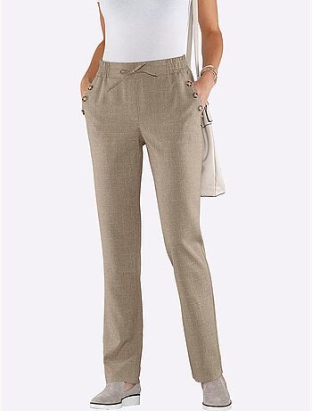 Pantalon Imitation Lin - Taille Courte - Moda Vilona