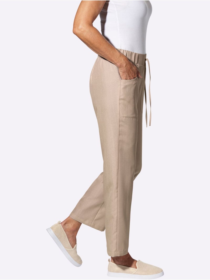 Pantalon Imitation Lin - Taille Standard - Moda Vilona Beige - Kiabi