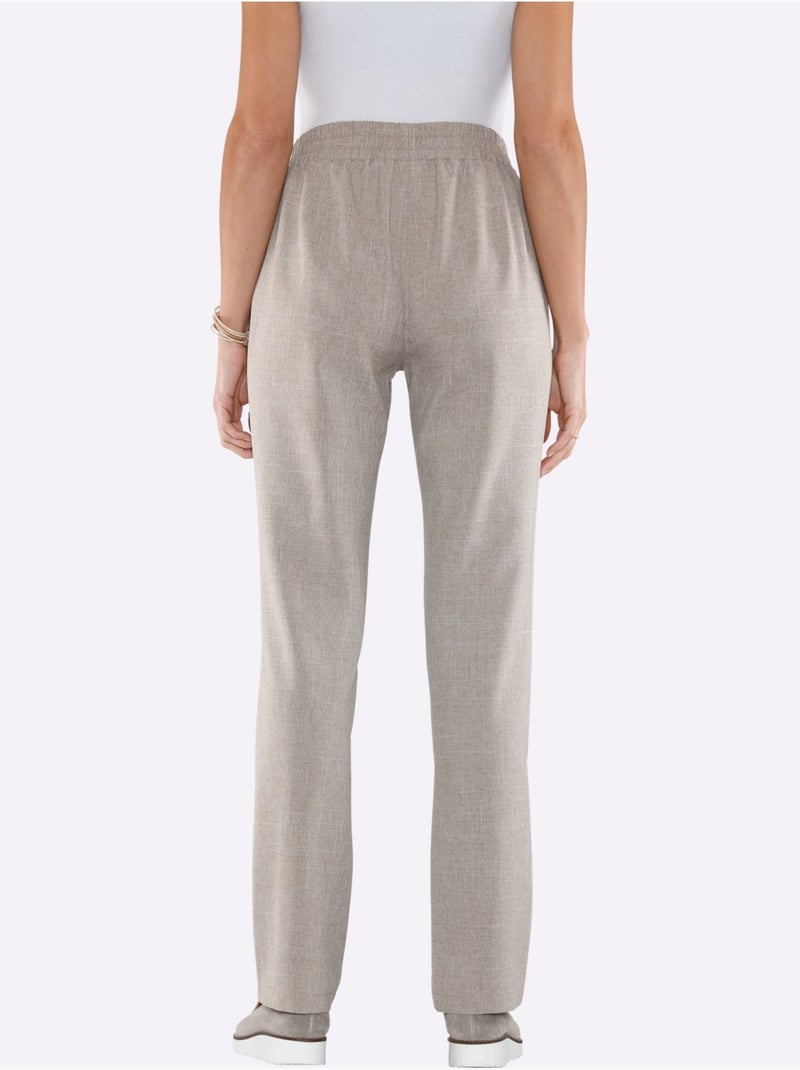 Pantalon Imitation Lin - Taille Standard - Moda Vilona Gris taupe - Kiabi