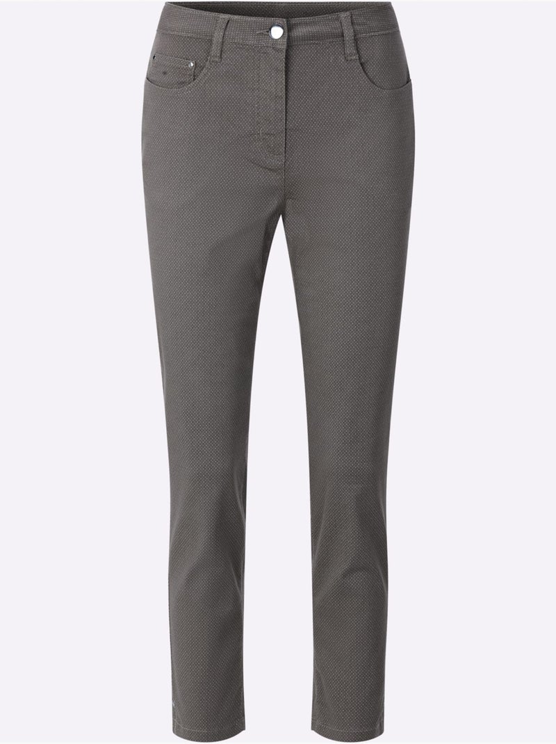 Pantalon imprimé 7/8 à 5 poches avec rivets décoratifs - Taille courte - Witt Gris - Kiabi
