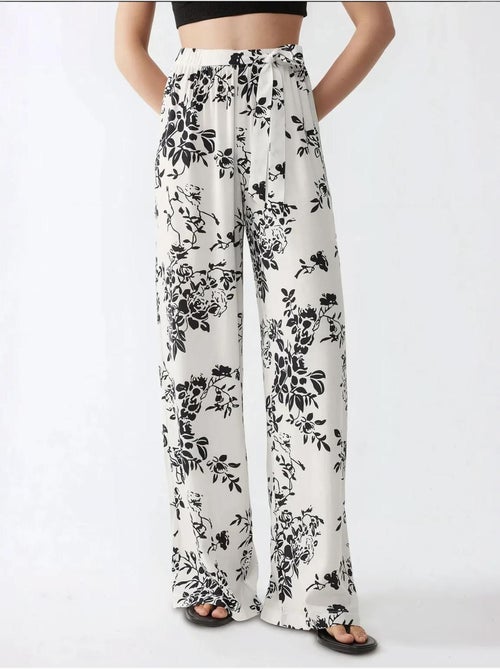 Pantalon imprimé à jambes larges - Kiabi