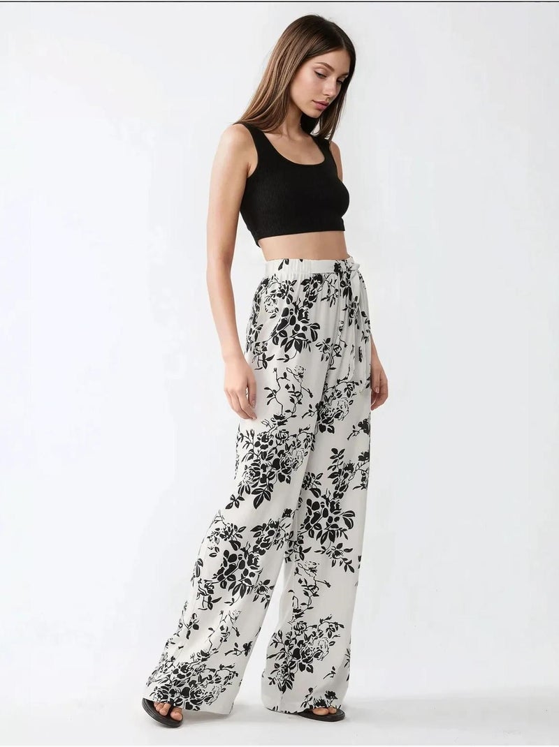 Pantalon imprimé à jambes larges Multicolore - Kiabi