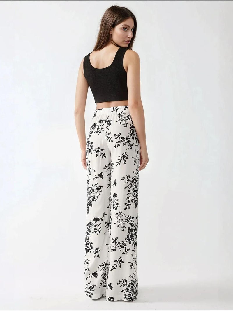 Pantalon imprimé à jambes larges Multicolore - Kiabi